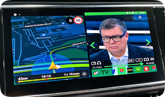 Навигация по Android на обычном экране Toyota